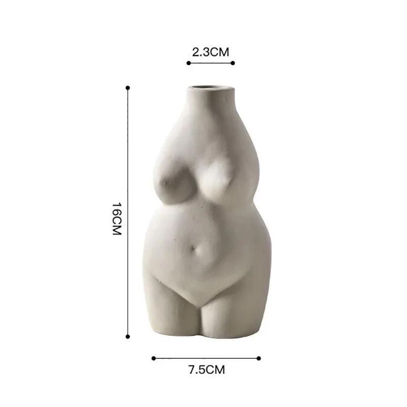 Resin Vases Body Art Bust Statue Flower Insert Ornaments Frosted Porcelain Crafts Creativity Vase Desk Decor Home Decoration