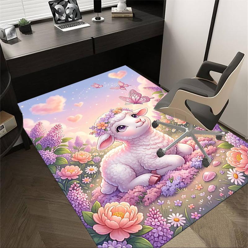 

1PC Lamb Flowers Extra Large Non-Slip Floor carpet, Office, family, bedroom, Studio - Large Area RugJ0367 60cm by 90cm