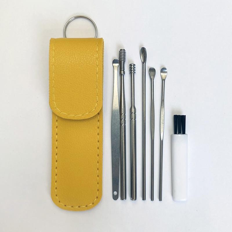 

Stainless Steel Ear Pick Set Wholesale Ear Cleaner Spiral Ear Pick Tool 7 Ear Pick Full Set of 6 Sets жёлтый