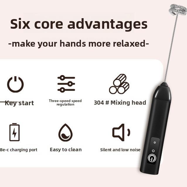 Electric Milk Frother Handheld Mixer For Coffee And Baking Home Use