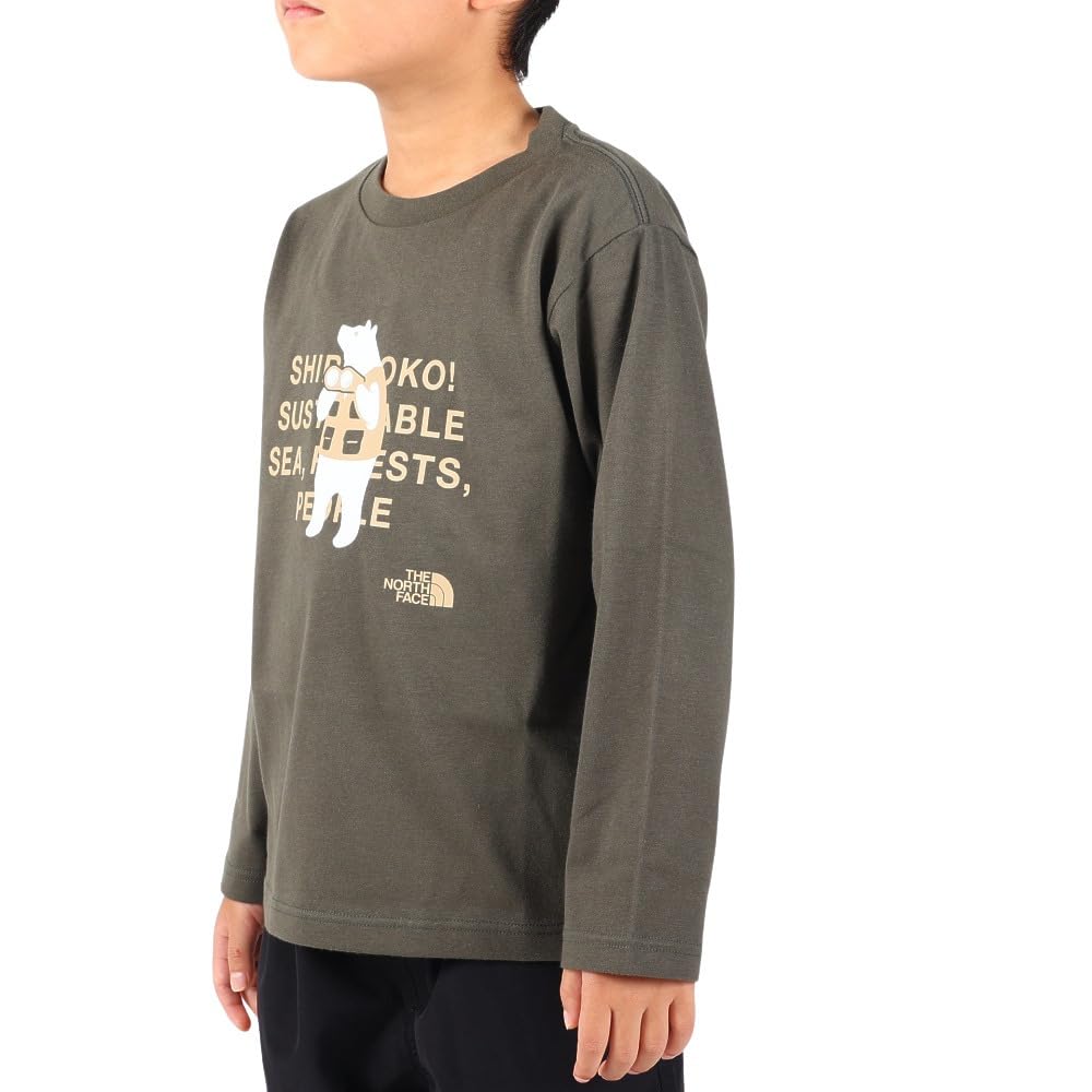 The North Face Long Sleeve Shiretokotoko Organic Shiretoko New Size 120 Kids' Tee, Unisex, Cotton, Taupe,
