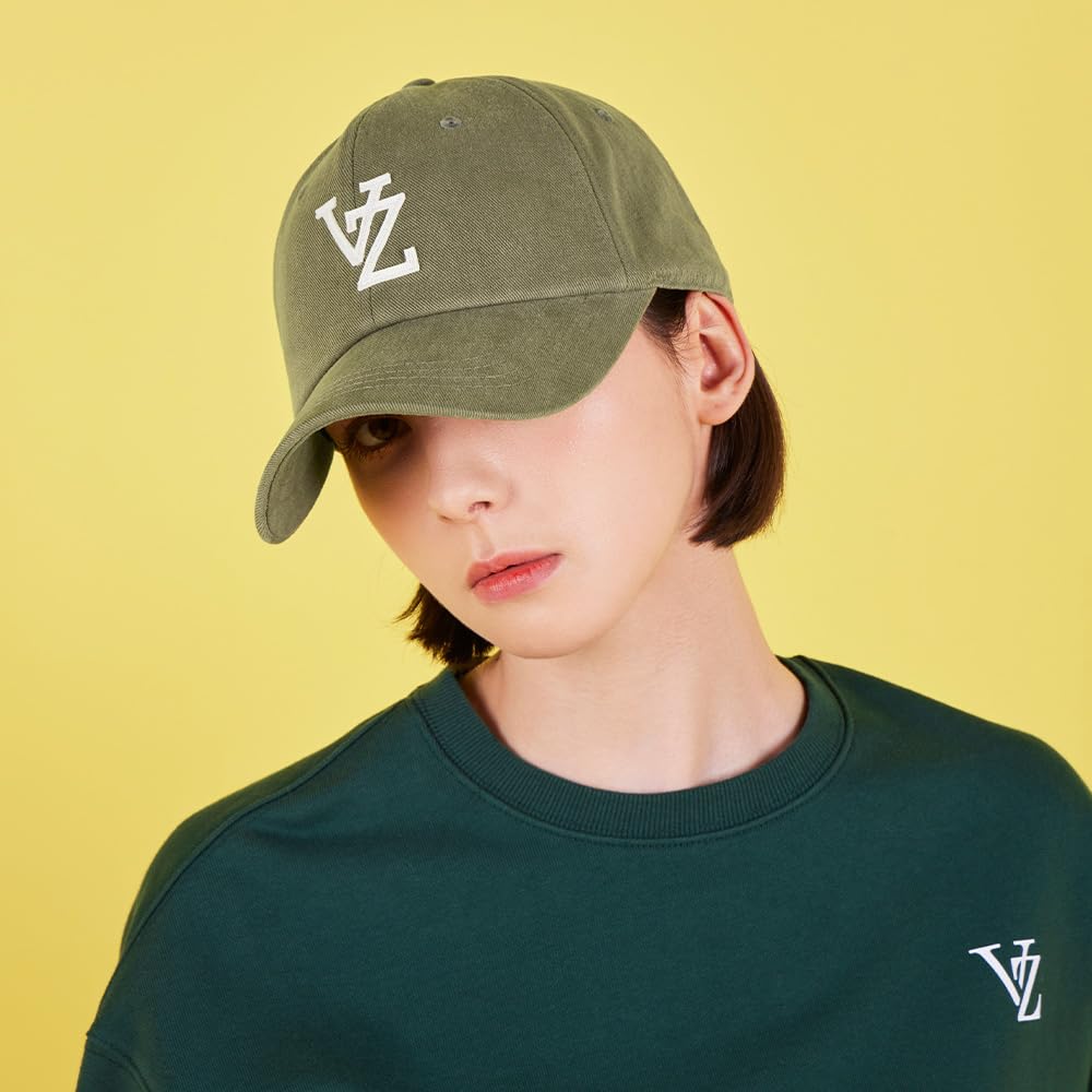 Monogram Applique Over Fit Washing Ball Cap Khaki [VARZAR]