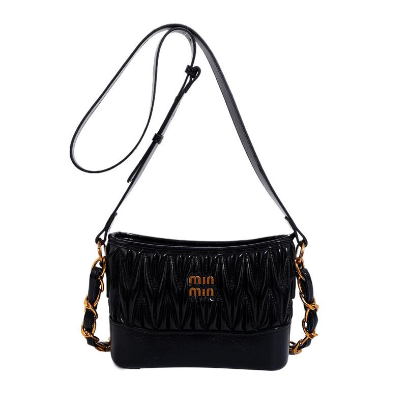 

New retro handbag versatile pleated pillow bag women s high-end shoulder messenger bag чёрный
