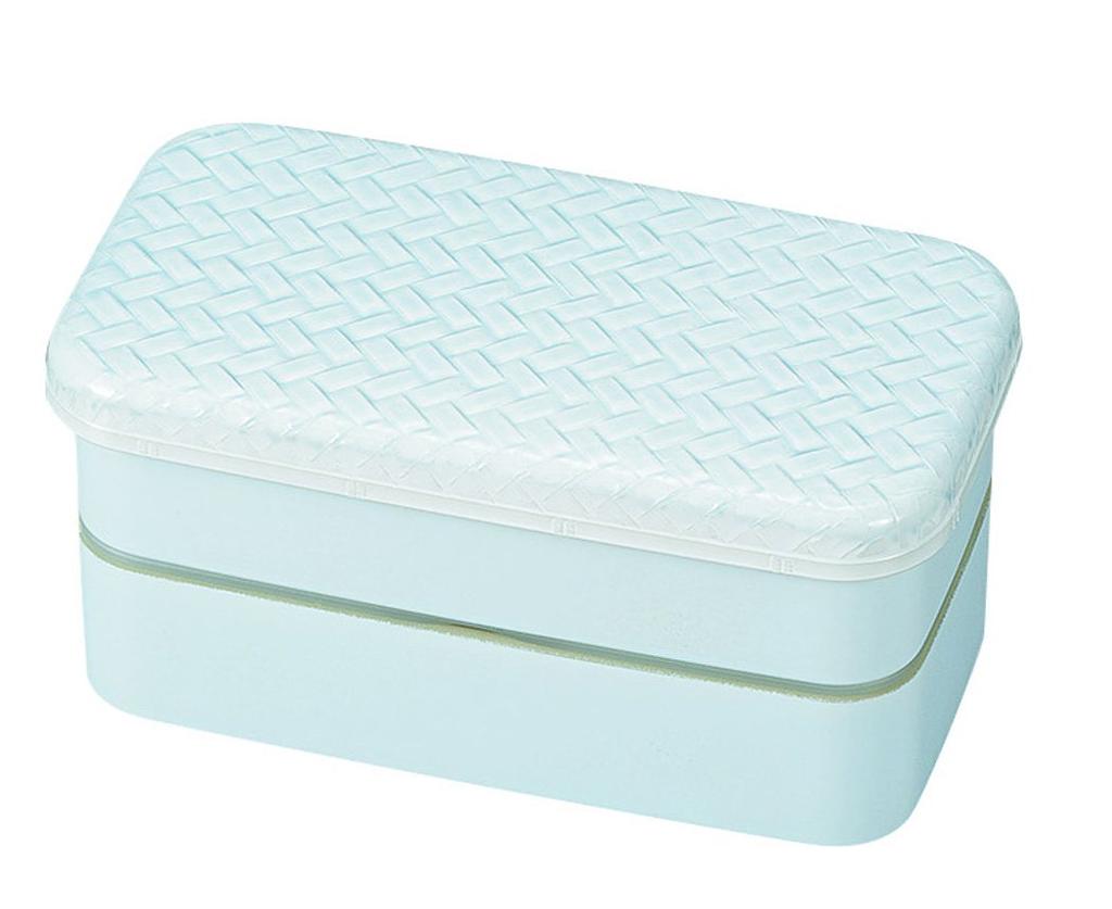 Tatsumiya HAKOYA Bento Ajiro Long NURI AJIRO Light Green Water Japanese-Made Box, Rectangular, Two-Tier, 500ml, S,