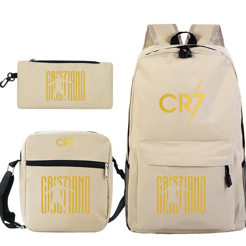 Football star Ronaldo Cr7 peripheral printing schoolbag pencil bag shoulder bag backpack three-piece set