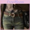 Pu Leather Vintage Brown Carved Belt With Metal Buckle For Casual Daily Wear