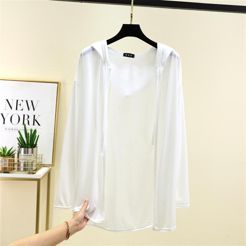 Women's Summer Tencel Hooded Cardigan - Solid Color Long Sleeve Shawl, Loose Plus Size AC Shirt Jacket