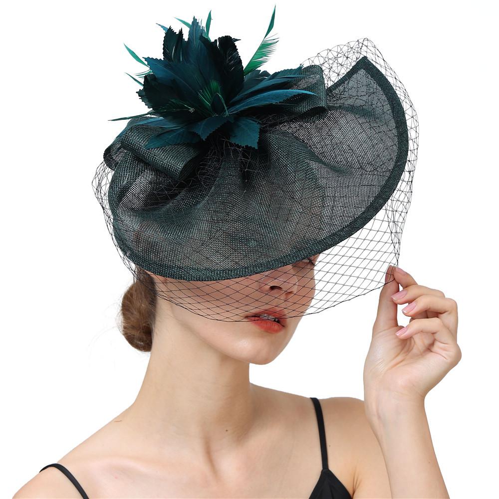 New European And American Style Deep Leather Pink Hair Accessories Mysterious Mesh Cover Headgear Gift Hat