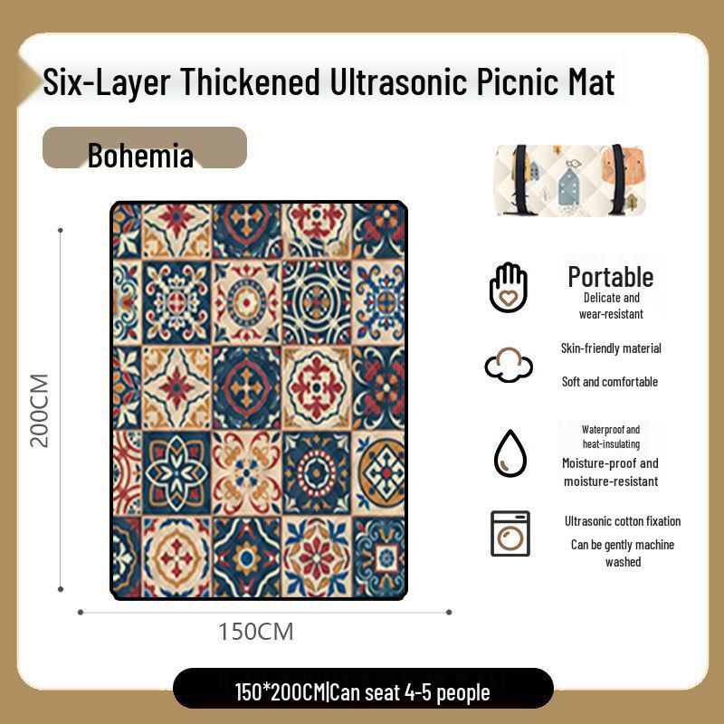 A1R Ultrasonic Moisture-Proof Outdoor Mat for Camping, Picnic, Lawn, and Beach Couples 150x200cm