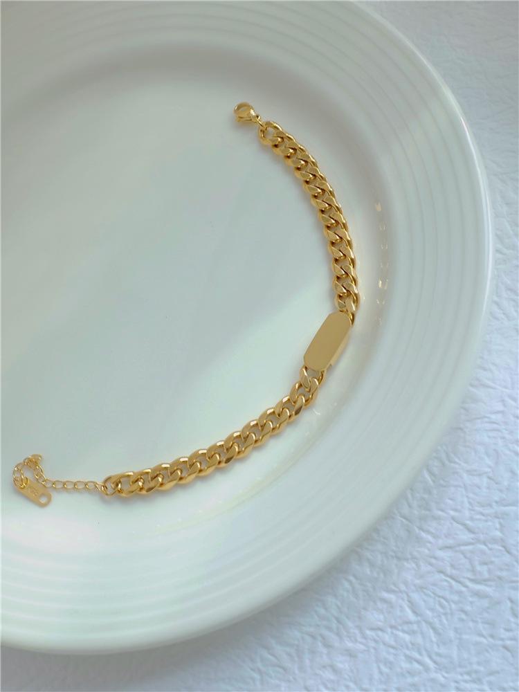 European-Style Titanium Steel Oval Chain Bracelet - Trendy Hip Hop Jewelry for Women