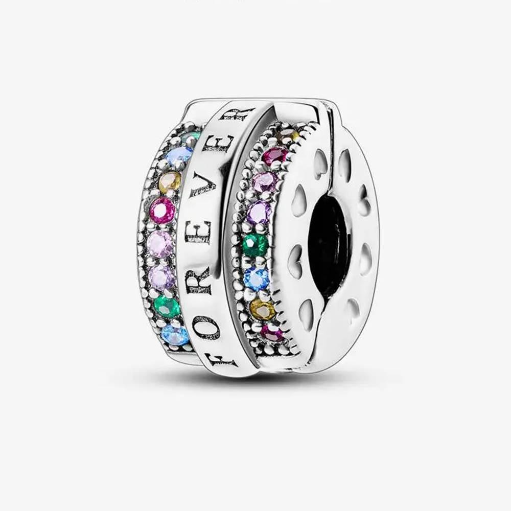 New In Color Zircon Angle Round Clip Bead Fit Pan Original Bracelet Women Copper Safety Chain Jewelry Gift