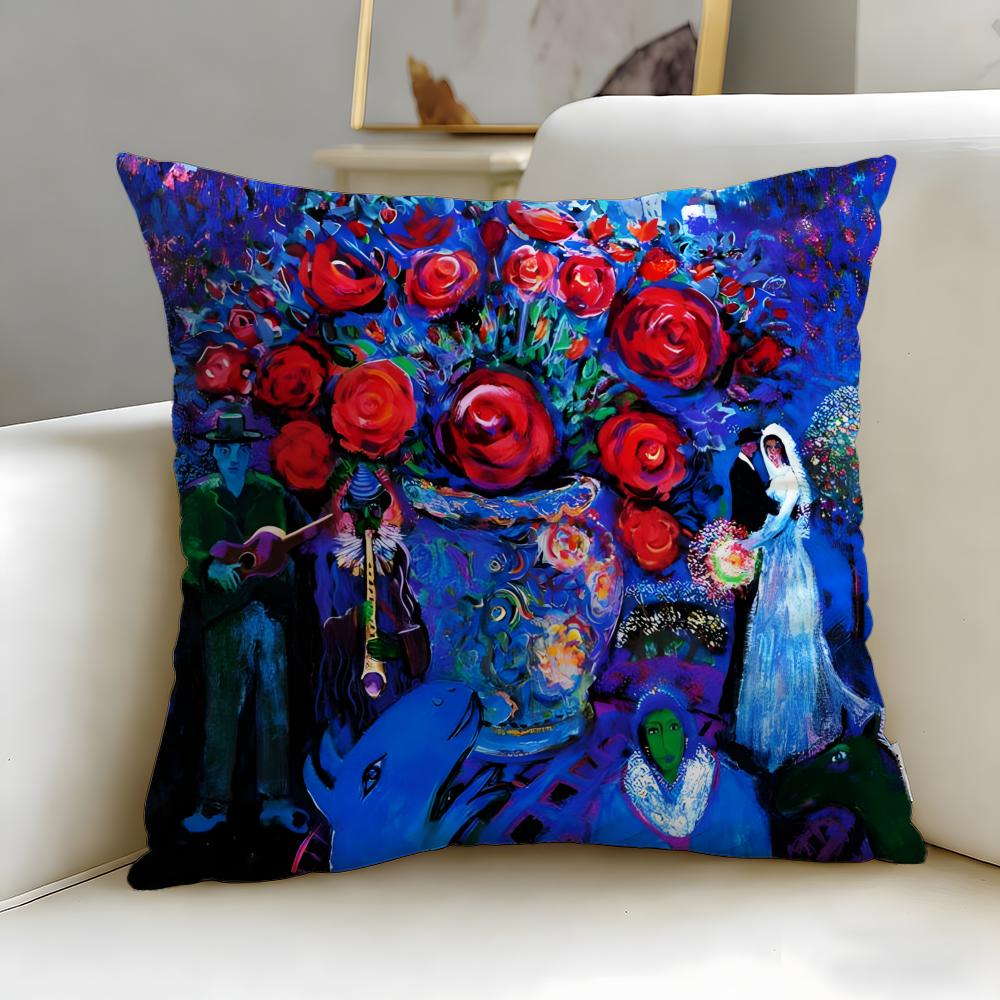 Classic Painter Marc Chagall Cushion Cover Soft & Easy-Wash Pillow Case – Versatile for Couch, Bed, Travel and Office