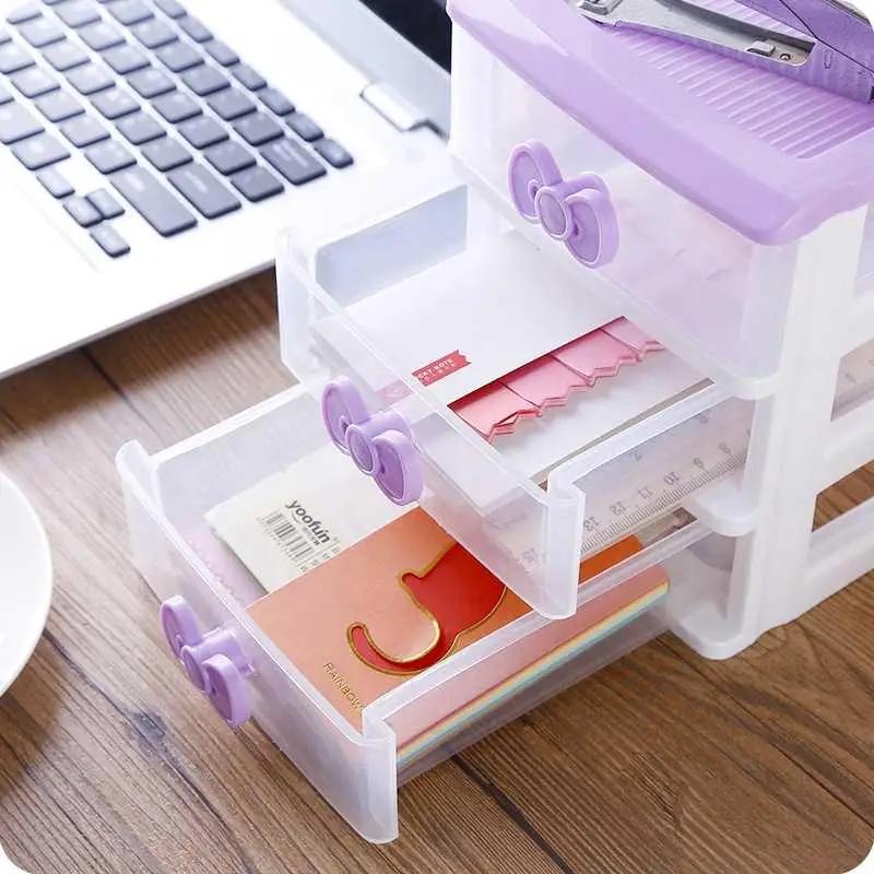 

Small Jewelry Storage Box Drawer Type Plastic Office Desktop Storage Box Multi-layer Storage Cabinet Makeup Drawer Organizer фиолетовый