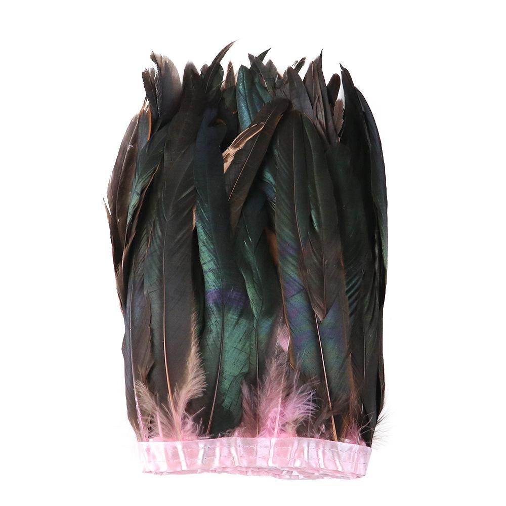 2M Cock Tail Feather Cloth Edge Decoration 25-30Cm 10-12 Inch Chicken Feather Ribbon Wedding Party Decoration Dress