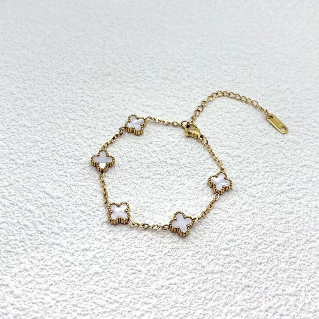 Brățară simplă din titan premium de 9 mm, cu trifoi norocos și patru foi, rezistentă la decolorare, la modă