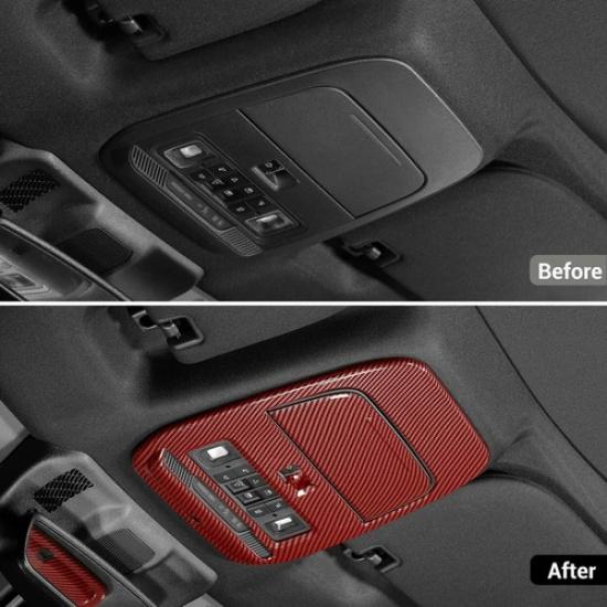 Red Carbon Roof Reading Light Lamp Decor Panel Trim Cover For Ford F-150 +