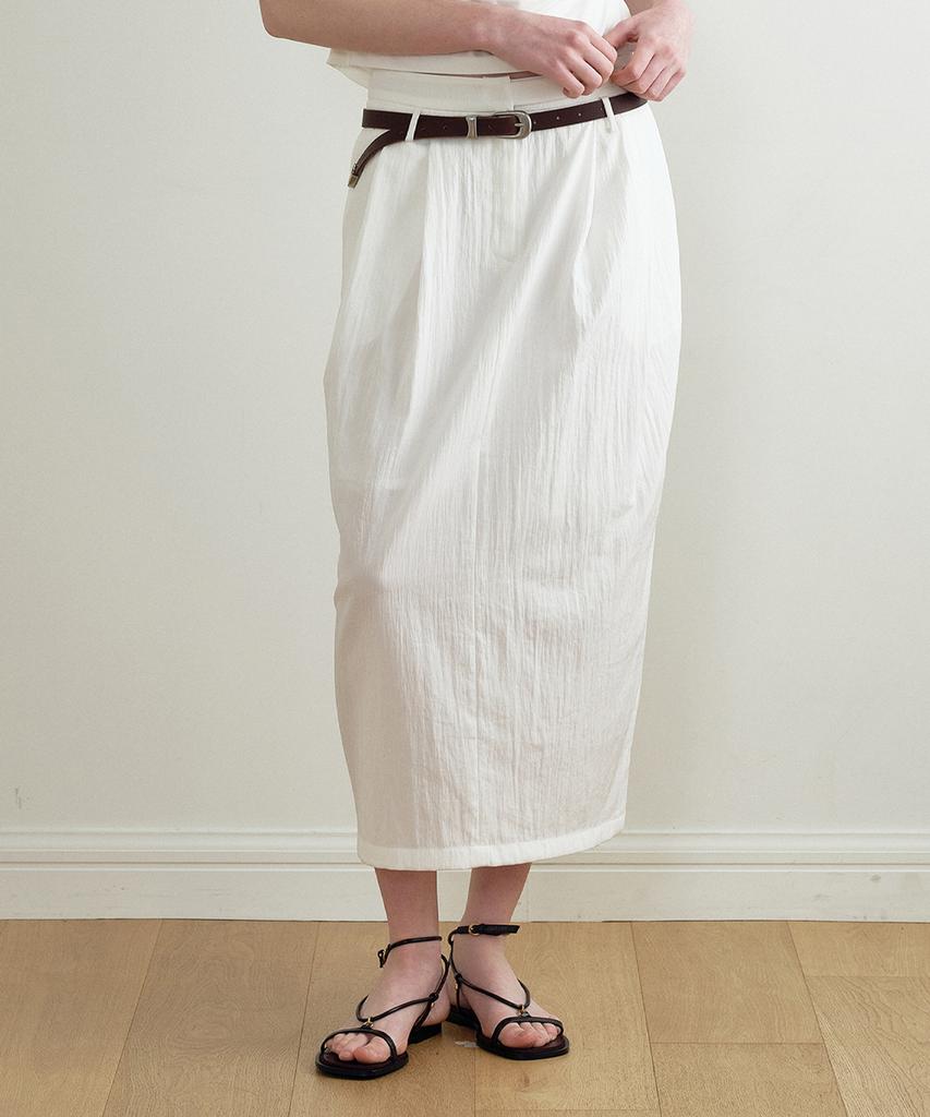 Make A Toast Pintuck Volume Belt Skirt Ivory Mbfssk001Iv