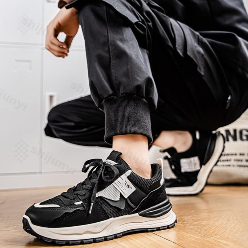 Fashion Autumn New Men Breathable Running Shoes Outdoor Non Slip Lace Up Platform Sneakers Comfortable Height Increase Vulcanized Shoes
