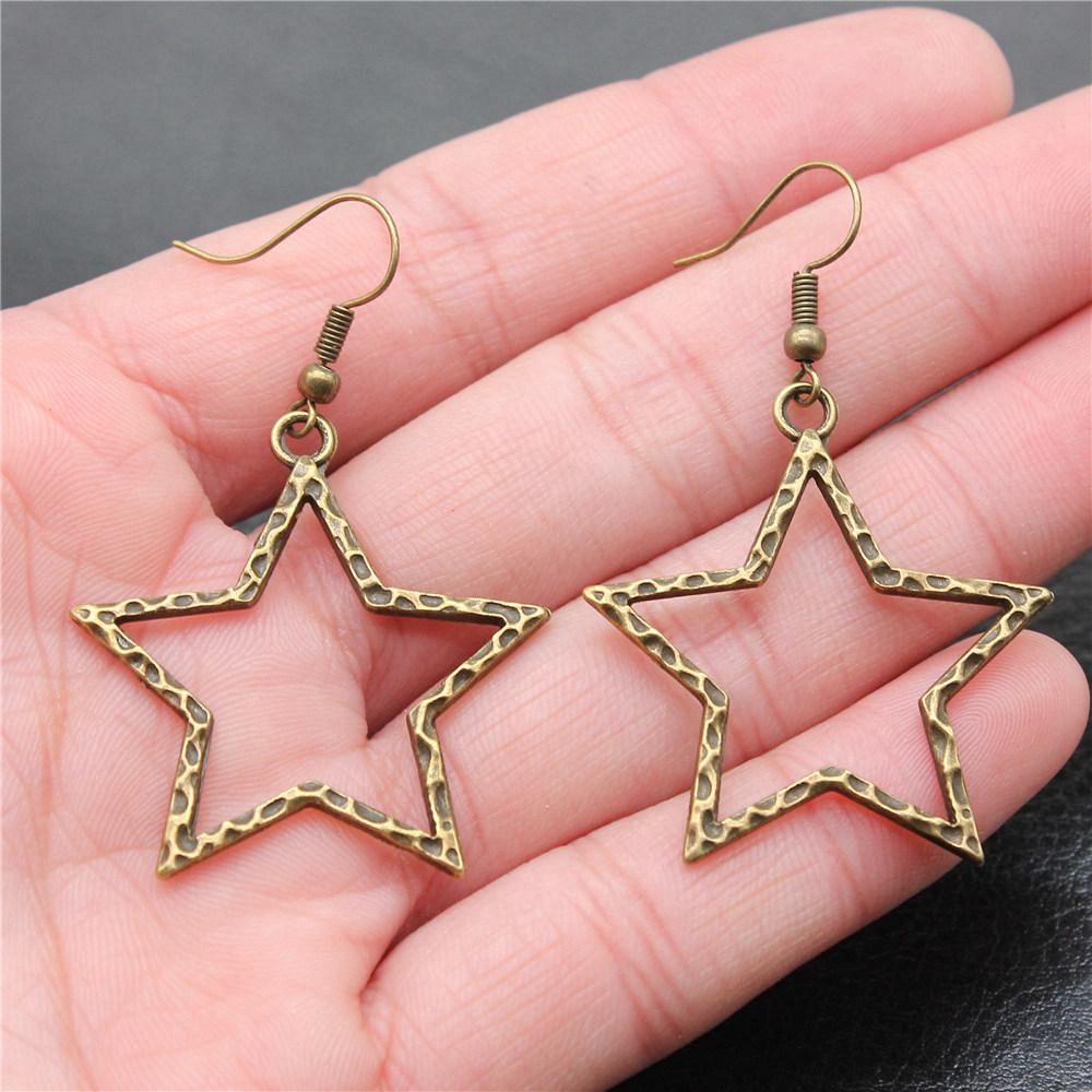 Bohemian Hot-Sale Star Moon Pentagram Circle Dangle Earrings Memorable Wedding Gift for Daily Style
