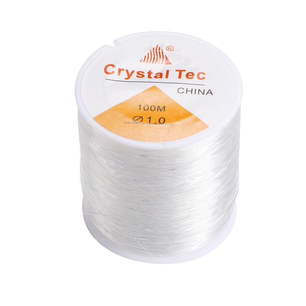 Cordón de Cristal Elástico Fuerte de 100m Hilo para Abalorios Fabricación de Joyería DIY Collar Pulsera Cordón Elástico Grosor 0.5-1mm