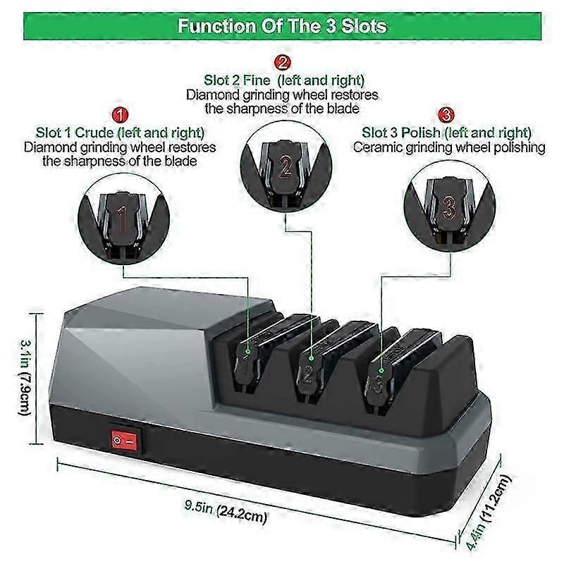 2026 New Electric Knife Sharpener- Knife Sharpeners, 3 Stage Electric Knife Sharpener, 3-Stage, Grey EU Plug