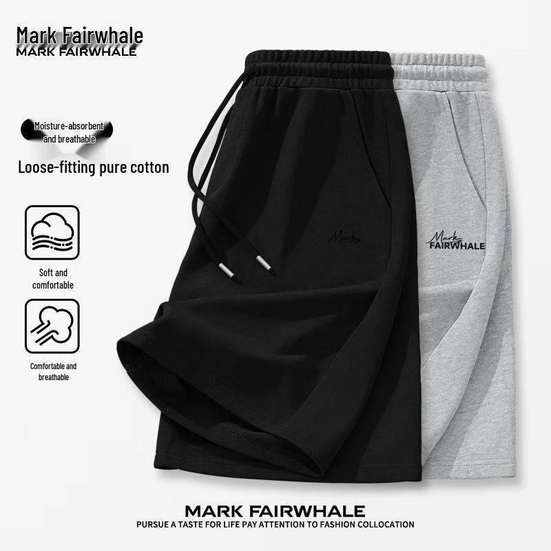 MARK FAIRWHALE Men's Pure Cotton Breathable Casual Sports Shorts