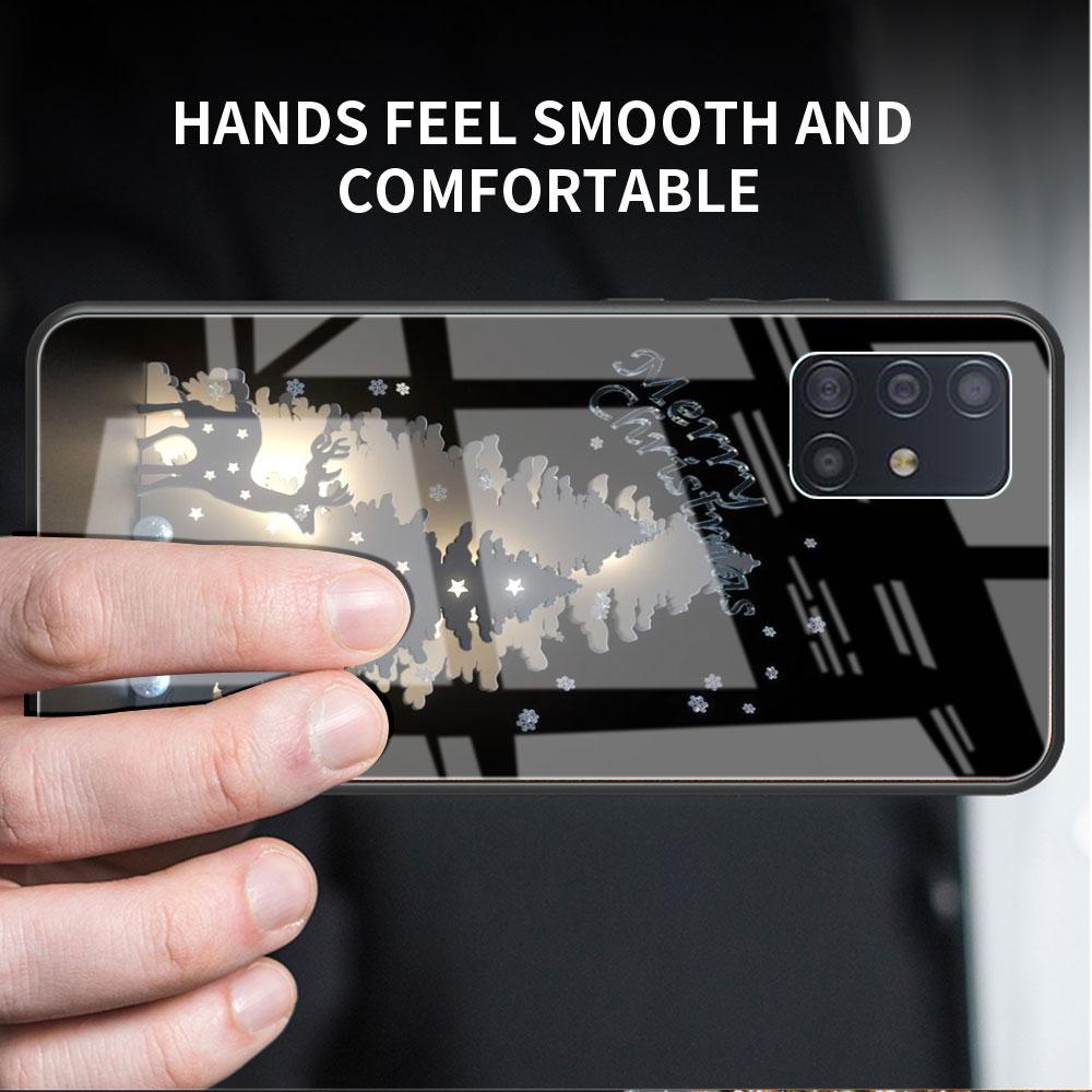 Merry Christmas Tree Deer Glass Case For Samsung Galaxy A52 A71 A50 A51 A70 A21s A31 A72 A10 A12 A30 A22 5G Phone Cover