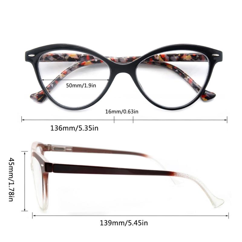 MODFANS Lady Cat Eye Reading Glasses ladies Spring Hinge Lightweight Presbyopic Readers Eyeglasses with Diopter +0.5 to +4.0