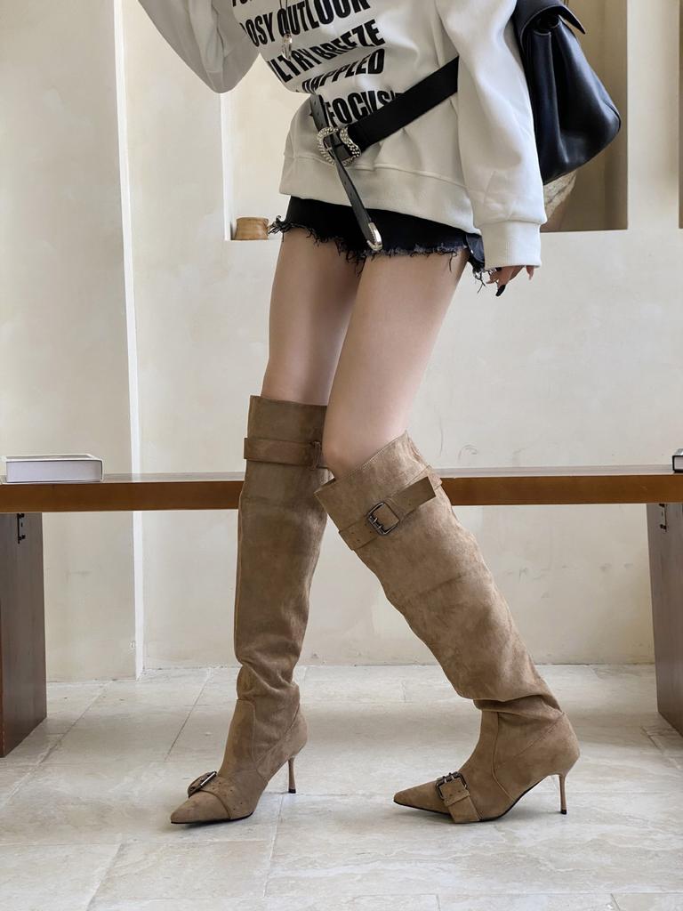 2025 Autumn and Winter New Pointed Thin Heel High Heel Temperament Thin French Fashion Sexy Beauty Female Internet Celebrity Boots