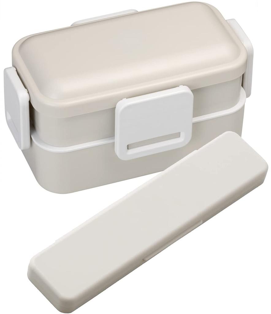 Skater Antibacterial Lunch Dull Made in Japan Soft-Serving Dome-Shaped Lid, Two-Tier Box, 600ml, Gray, (PFLW4AG-A)