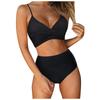 Two Piece Bikini Swimsuit for Women High Waist Bottom with Adjustable Straps and V Neck Top Tie Dye Print Swimwear Set