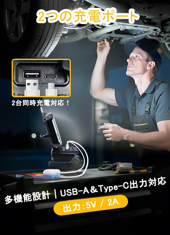 Proiector LED de lucru [Culoare reglabilă infinit] Compatibil cu surse de alimentare de 14,4V18V, Luminozitate ridicată, 10.000LM, Continuu