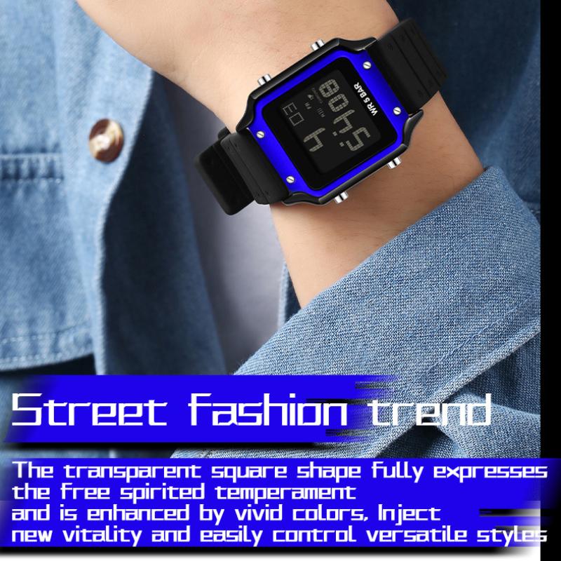 SANDA Electronic Watch Multifunctional Waterproof Sports Electronic Watch Fashion Trend Silicone Band Electronic Watch