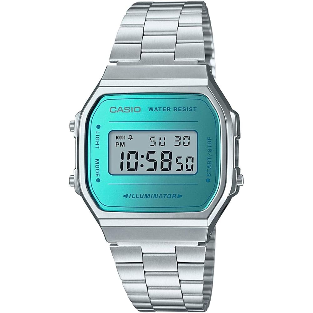 Casio Silver Stainless Steel Watch A168WEM-2EF Water Resistant Quartz Timepiece