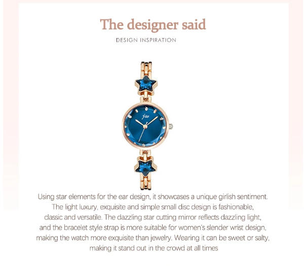 Women's Watch Simple Fashion Starfish Bracelet Blue Multi Sided Glass Dial Trendy Female Student Vintage Quartz Wristwatches