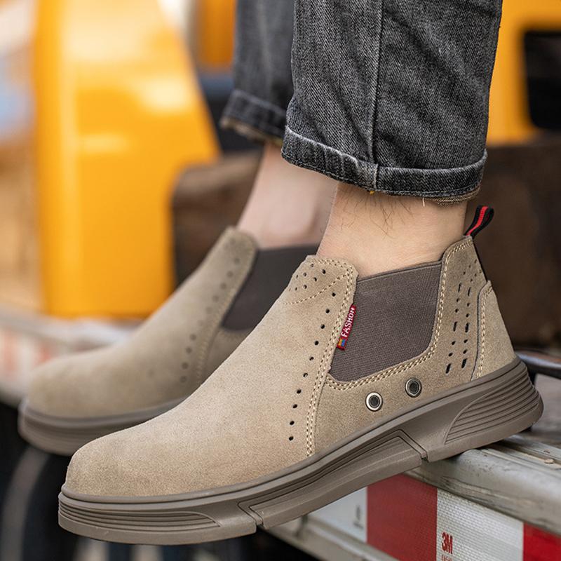 

Oulylan Summer Safety Shoes Men Breathable Welding Shoes Anti-Smash Anti-Puncture Work Shoes Lightweight Soft Soles 46