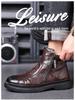 Men's Genuine Leather High-Top Martin Boots with Velvet Lining - Stylish and Warm Motorcycle Work Boots