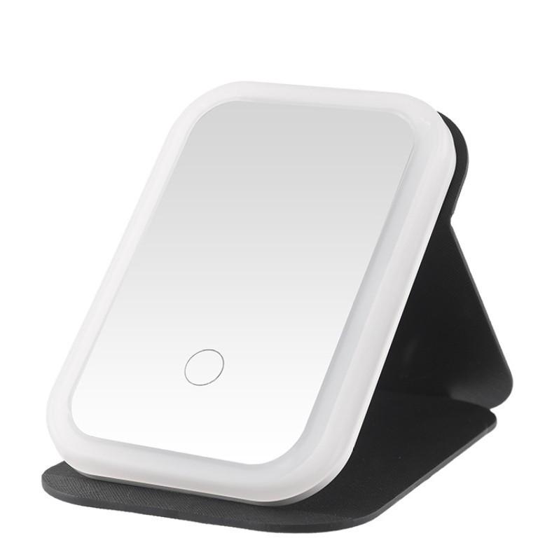 Tabletop LED Makeup Mirror with Smart Adjustable Tri-Color Lighting and One-Touch Charging