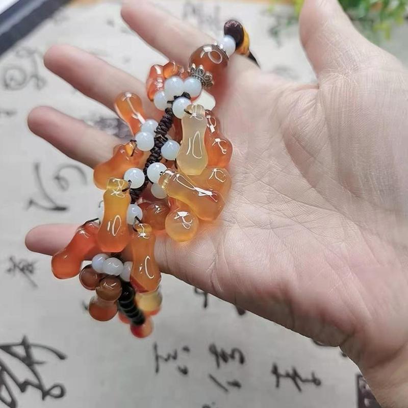 Chinese Agate Jade Bead Tassel Pendant Car Creative Lucky Gift Home Car Hanging Accessories Decor Auto Interior Men Women