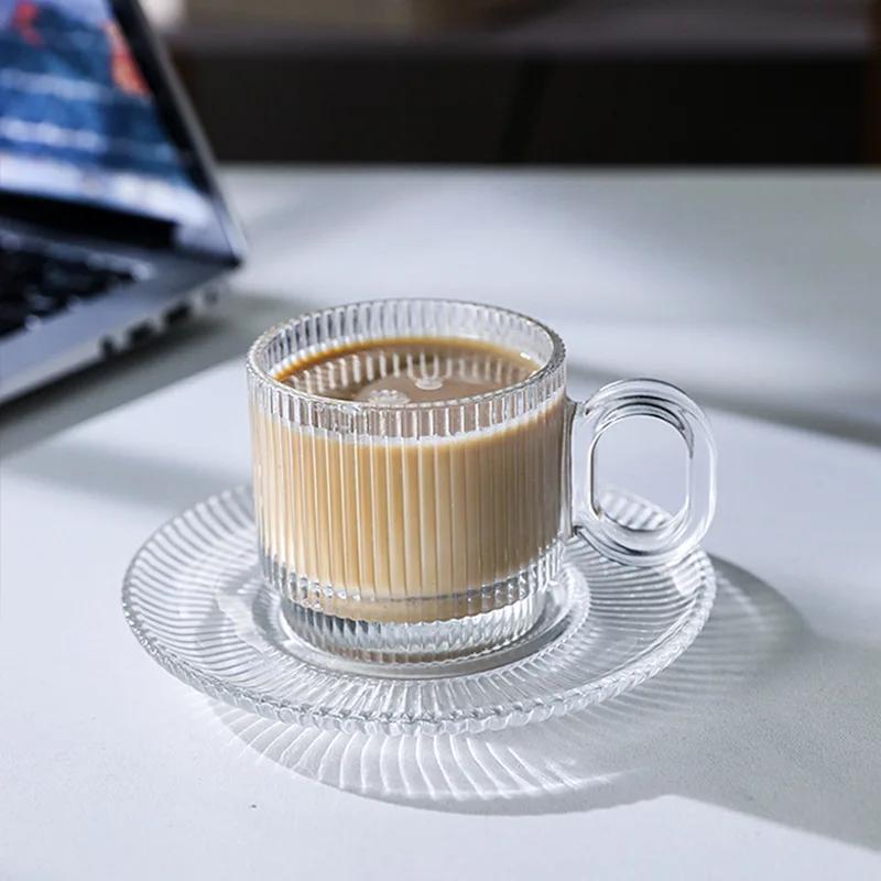 High End American Style Coffee Cups Light Luxury Afternoon Tea Glass Coffee Cup Home Breakfast Oat Yogurt Cup