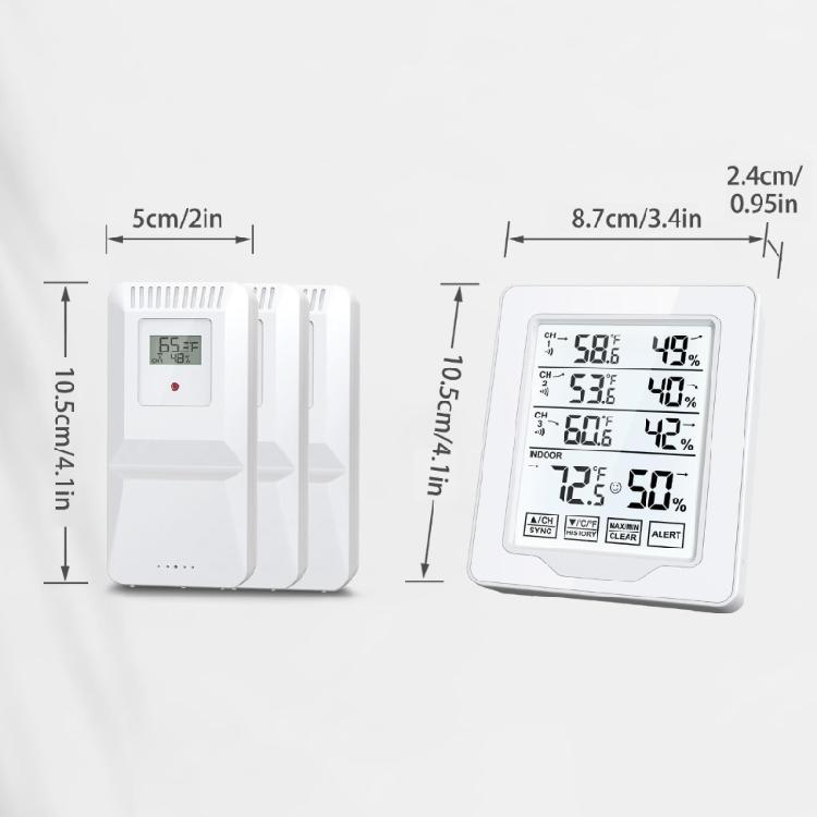 3 Channel Wireless Thermometers Hygrometer Indoor Outdoor Temperature Monitor Memory Alarm System Trend Indicator