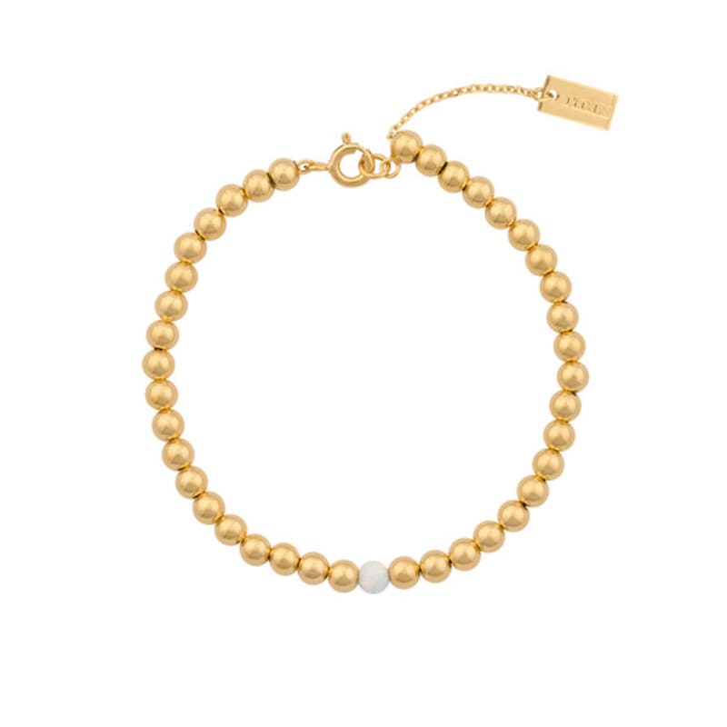 

JYDDM 925 Silver Slide Ball Gemstone Bracelet (Opal) GOLD