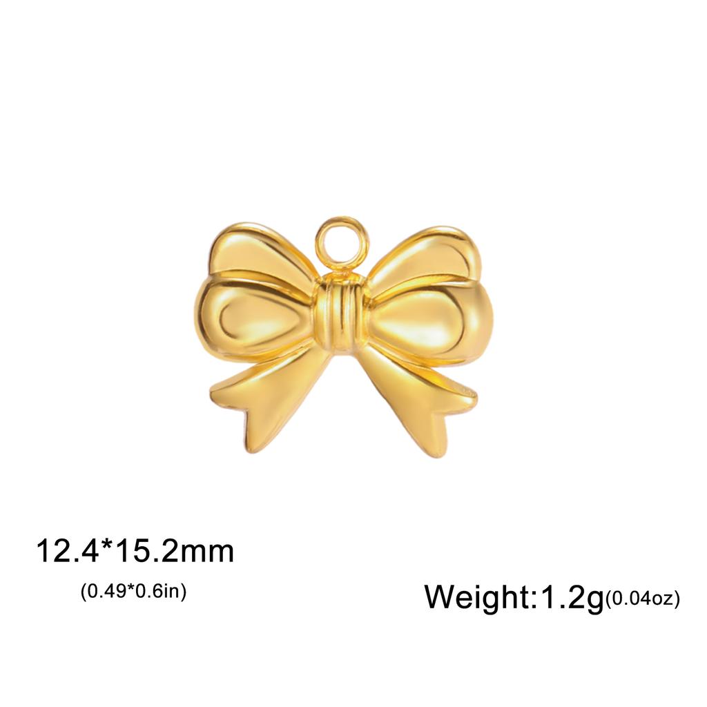 Teamer 3pcs Classic Bowknot Charms for Jewelry Necklace Earrings Making DIY Stainless Steel Gold Color Pendant Wholesale No Rust