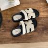 Seattle Holiday~ 2025 Summer New Thick-bottomed Velcro One-word Strap Wear Second Uncle H Slippers Women's Leather