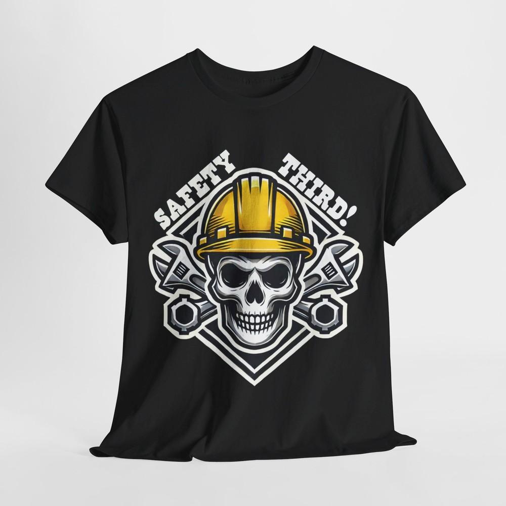 Safety Third! Skull Construction Graphic T-Shirt Unisex T-Shirt L
