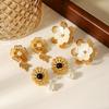 Euro-American style stainless steel flower earrings for women, high-end versatile ear jewelry, non-fading sunflower studs