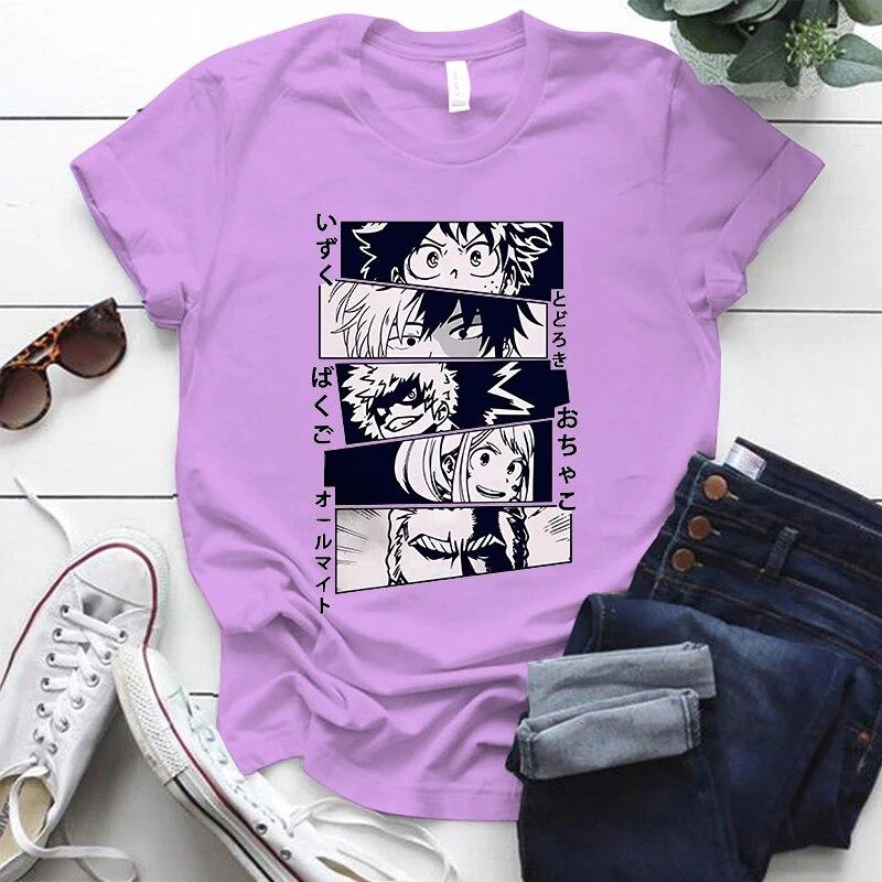 New Anime Deku Bakugou Katsuki Todoroki Shoto Printed T-shirts Unisex Women Fashion Y2k Summer Casual Short Sleeved T-shirts
