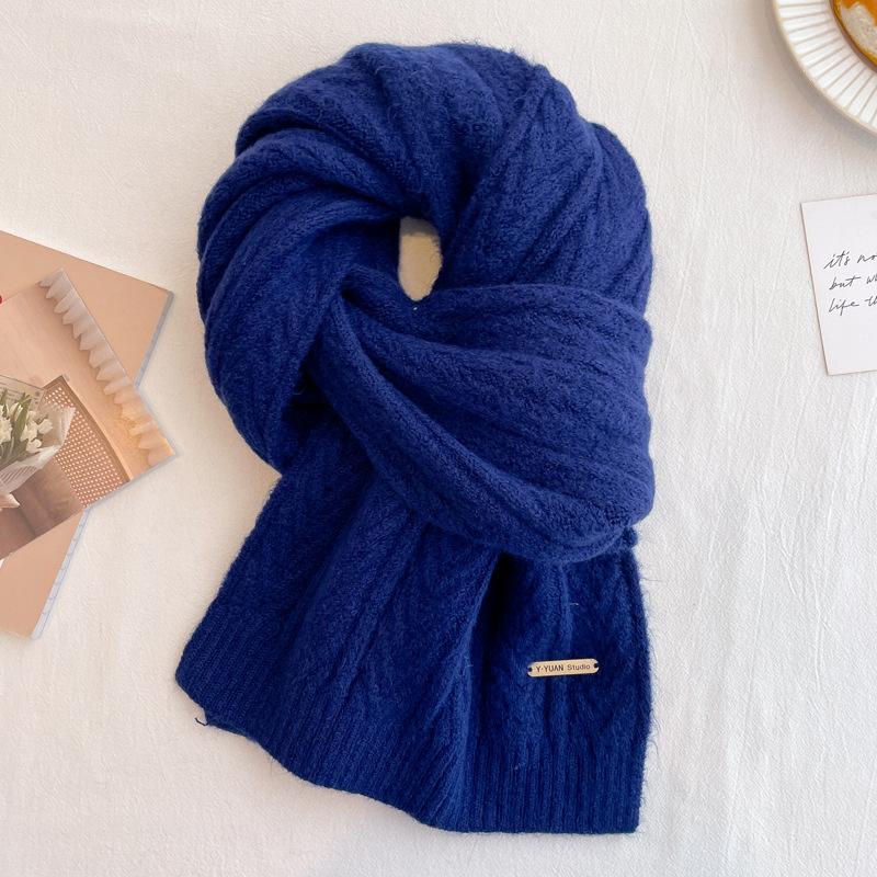Wool knitted beige scarf, winter girls' new high-end versatile scarf neck protection couple