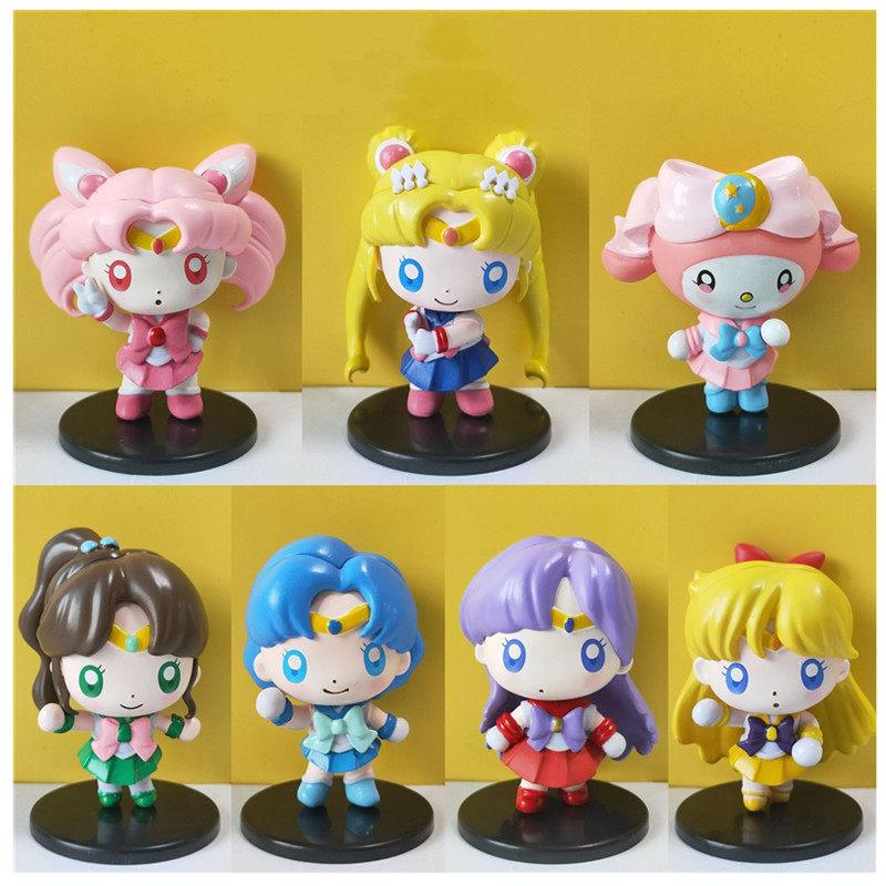 

7 шт. Аниме Фигурка Сейлор Мун Дизайн Аниме Figuarts mini Меркурий Марс Юпитер Венера Игрушки Для Девочек Миниатюрные Фигурки Подарки Статические No box