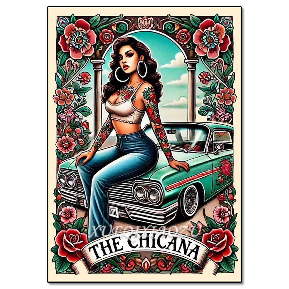 Peinture Art Diamant DIY Squelette Dames Mosaïque Point de Croix Set Art Fleur Pierre Précieuse Incrustation Cadeau DIY Décoration Peinture